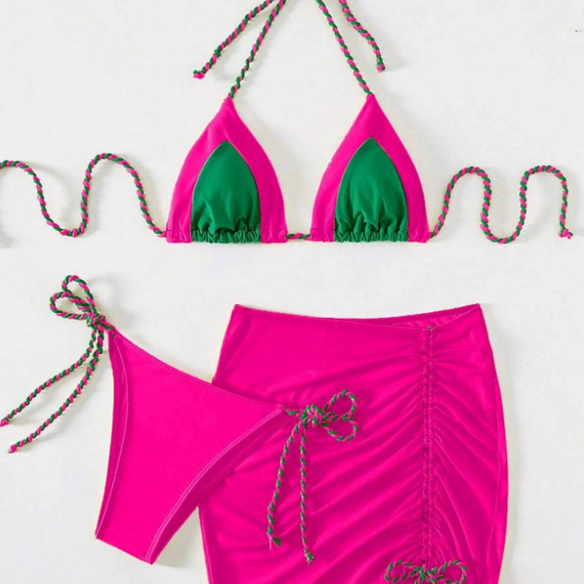 Fluorescent Bikini Set - Sexy Color Block Swimsuit