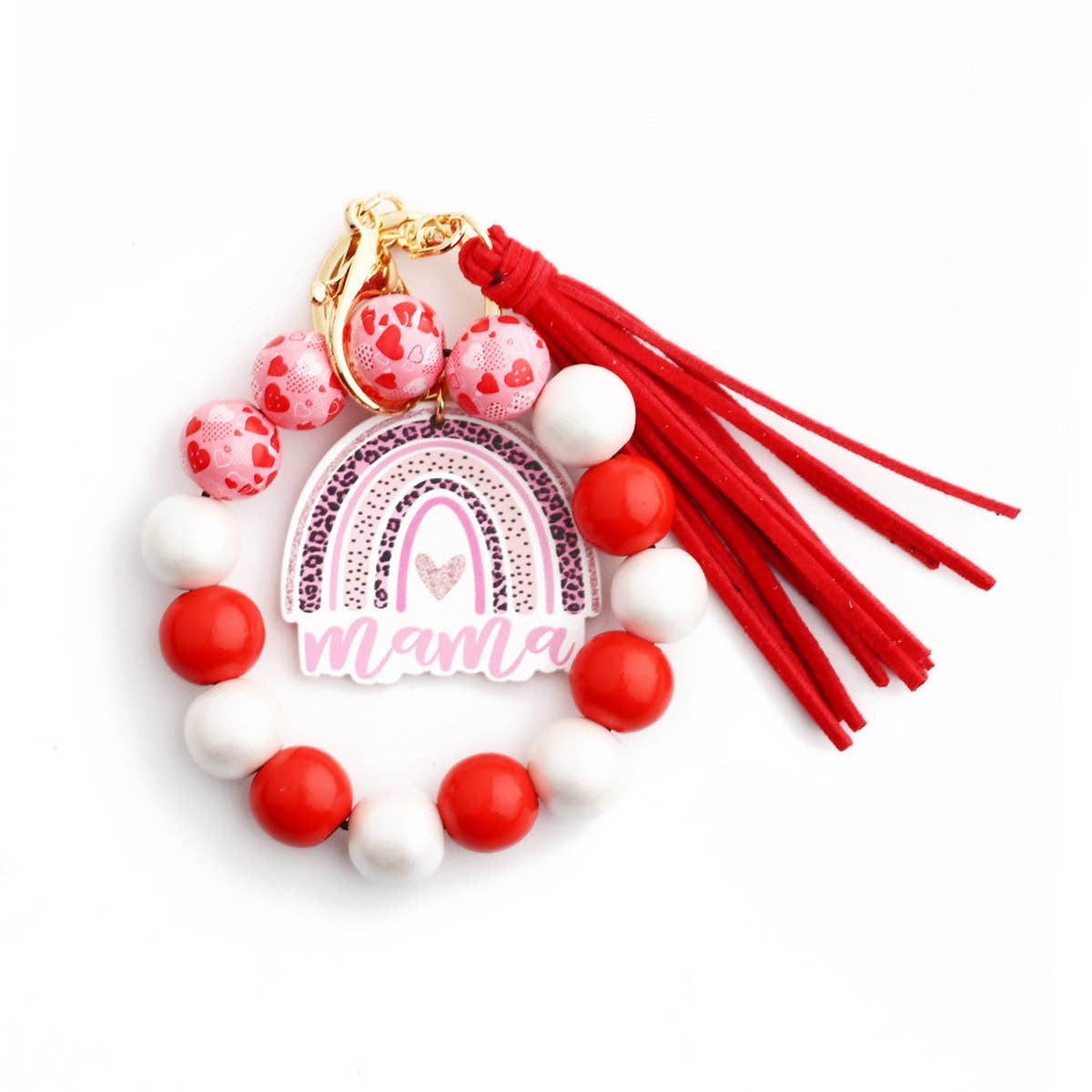 WOODEN BEADS BRACELET SPOT BRACELET KEYCHAIN_CWMM1299