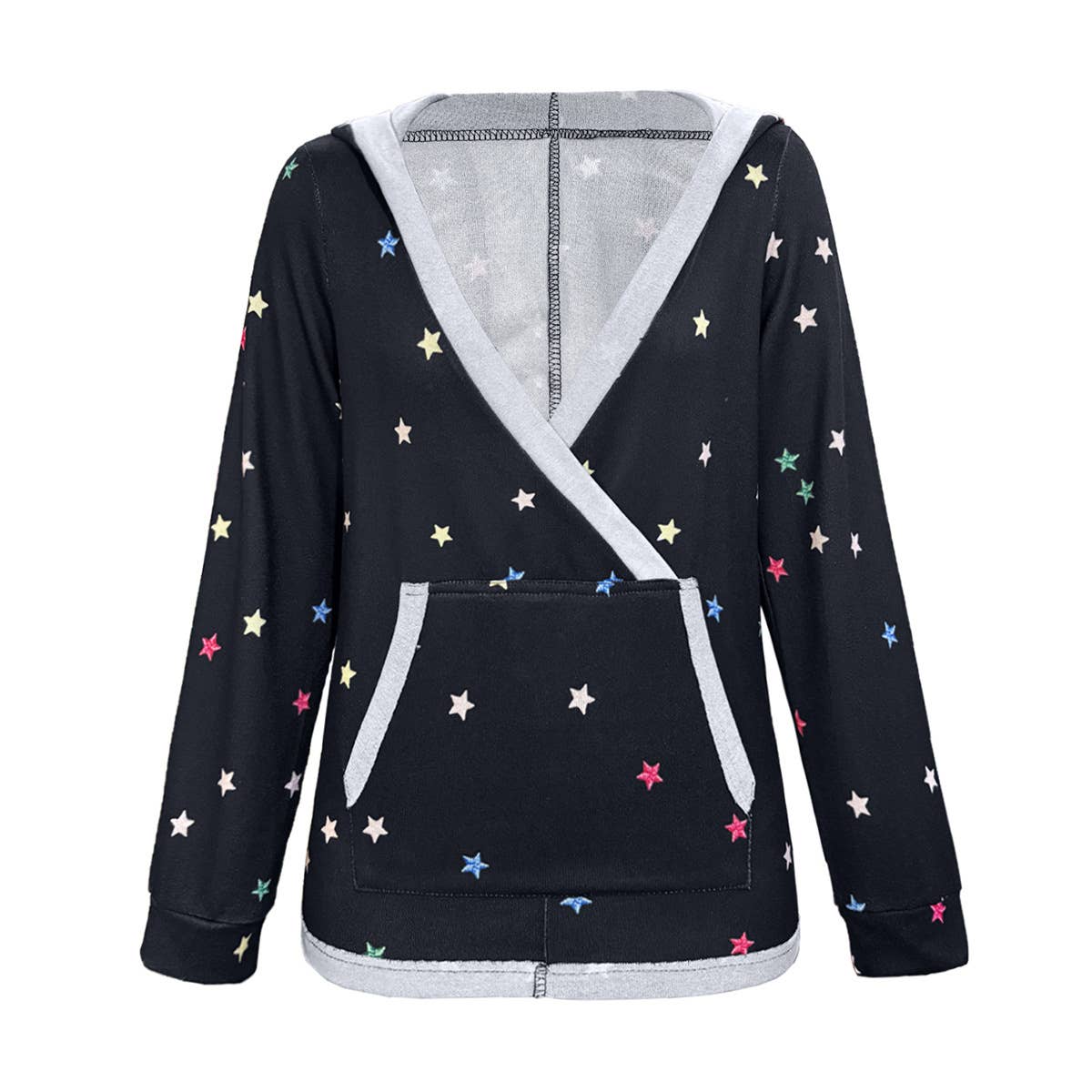 HOODED STAR V-NECK PRINT SEXY HOODIE