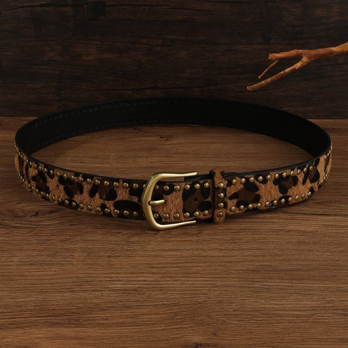 LEOPARD PRINT INLAID CLAW NAIL FASHION BELT