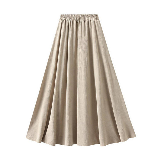 High-Waist A-Line Loose Fit Flowy Midi Skirt