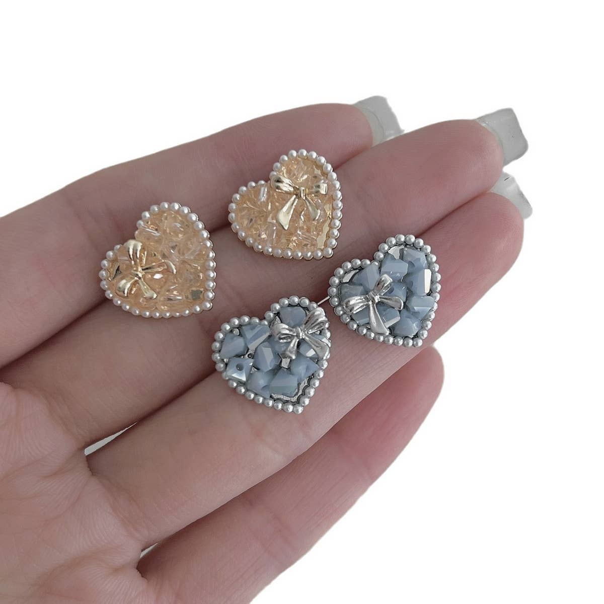 LOVE COLORED CRYSTAL BOW EARRINGS