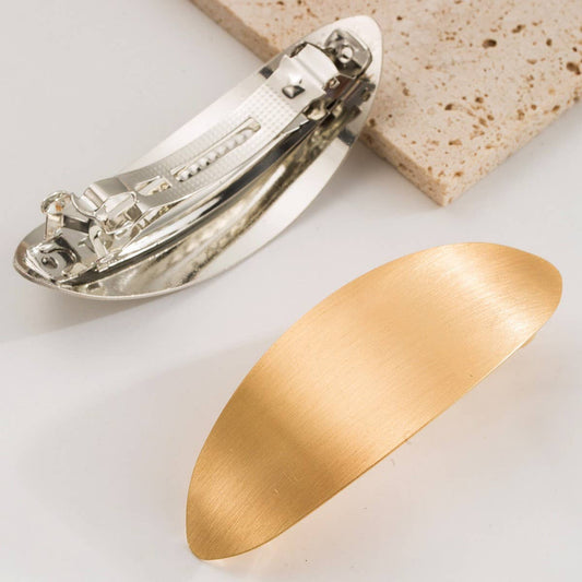 Brushed Metal Oval Spring Hair Clip ??Elegant Look_CWAHA6176