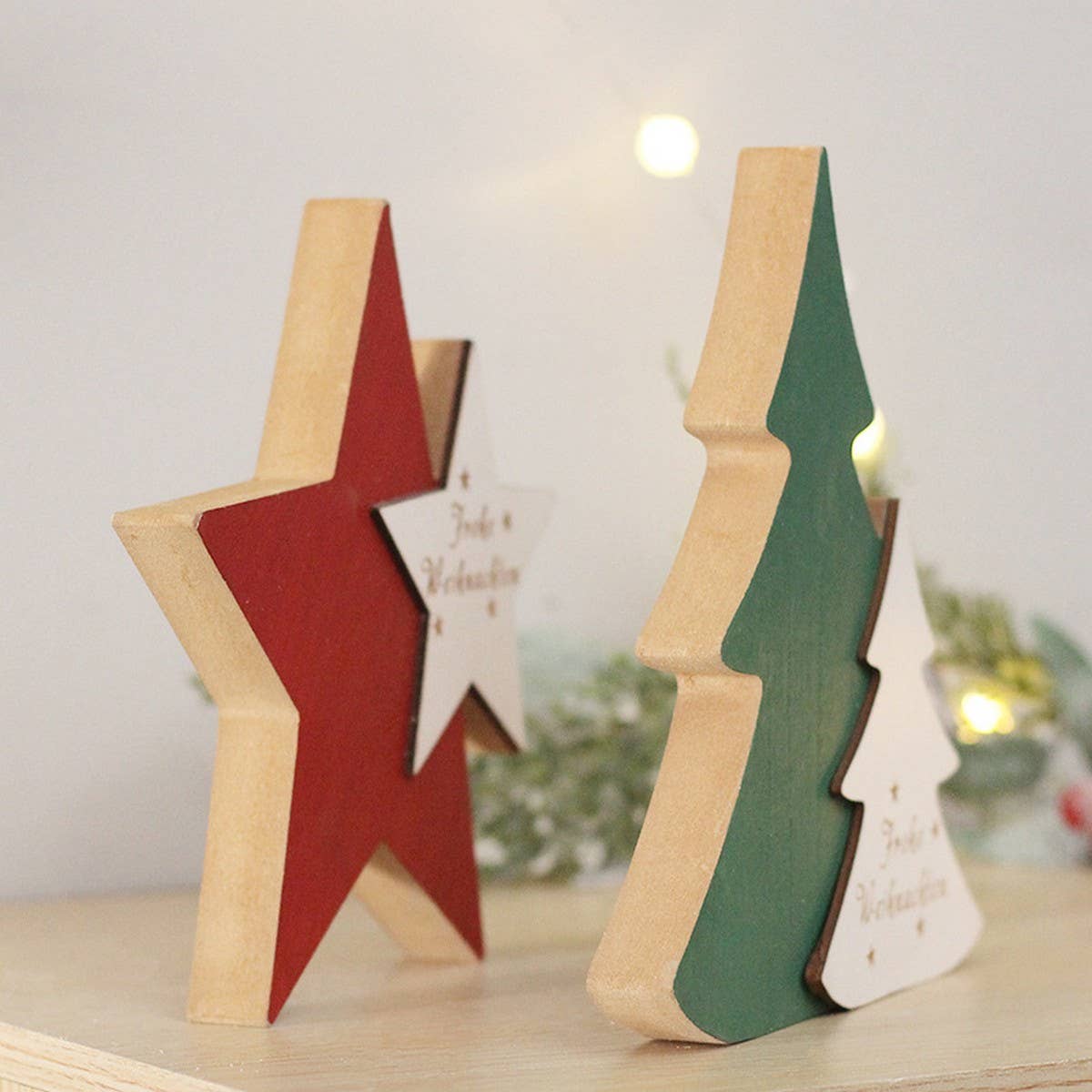 Christmas Two-Tone Painted Wooden Hanging Decor_CWAJE05391