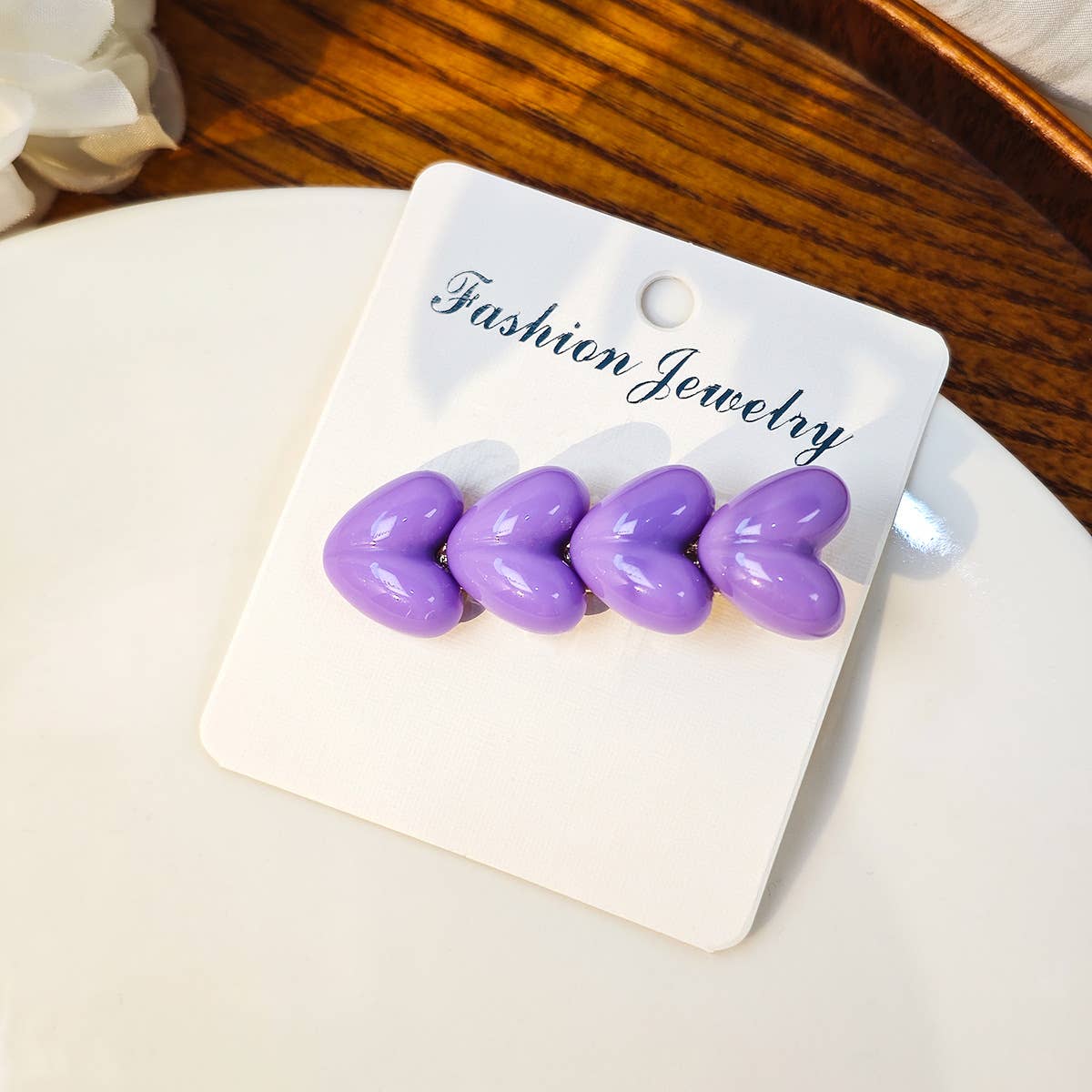 Colorful ice glitter pink heart-shaped hair clip