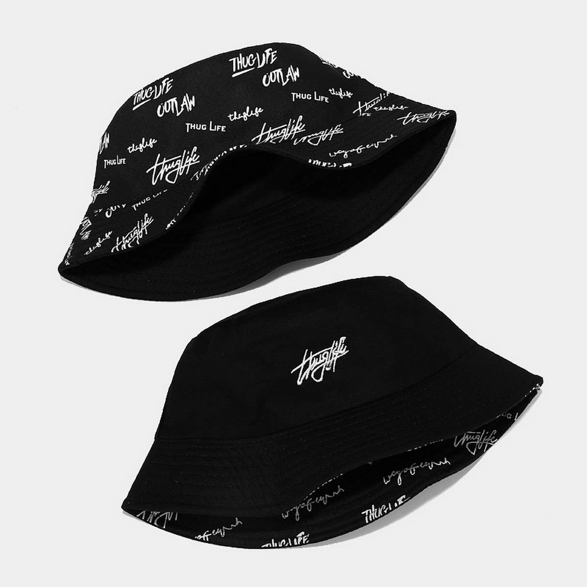 DOUBLE-SIDED LETTER EMBROIDERED BUCKET HAT_CWAH1640