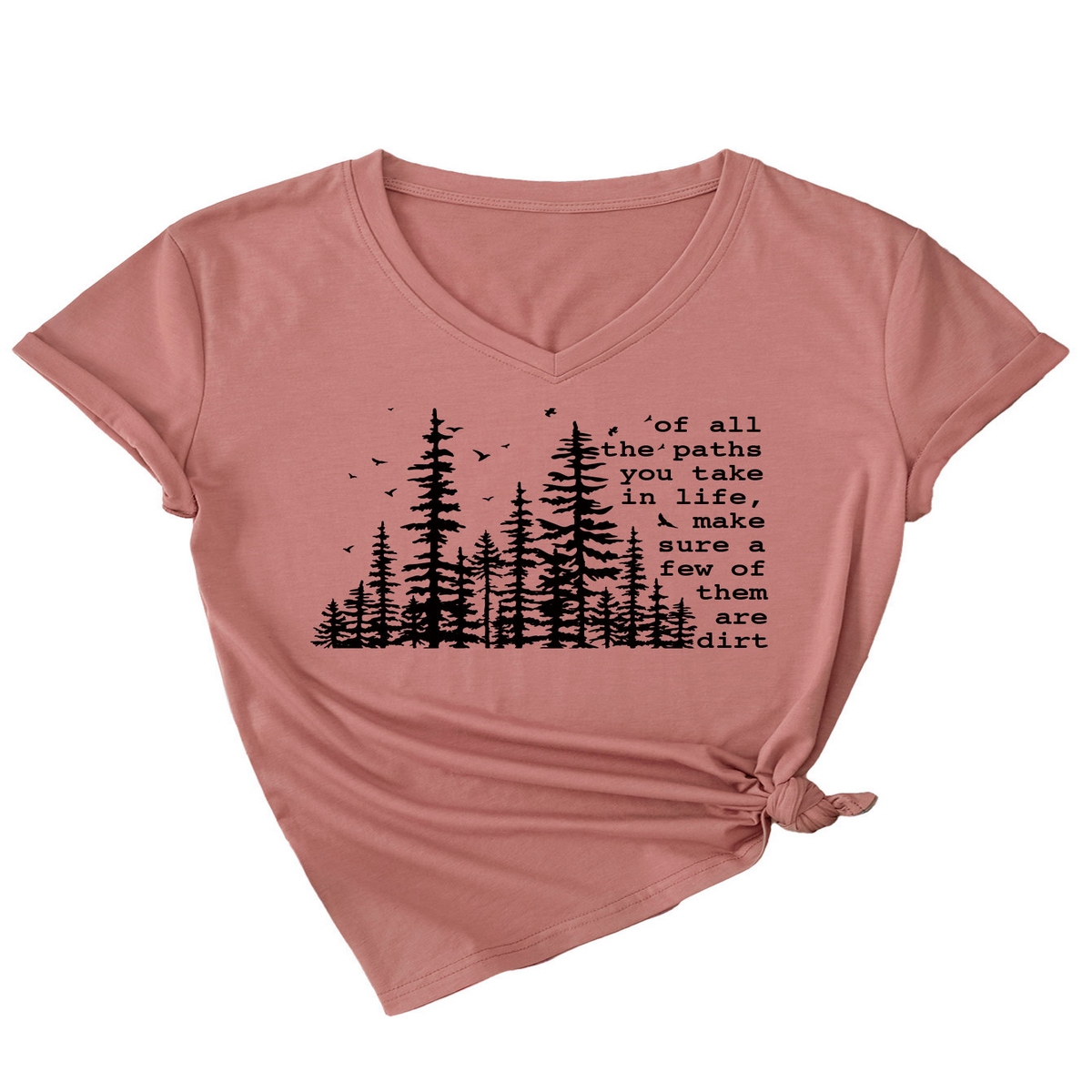 Summer V-Neck Short Sleeve Printed Tee