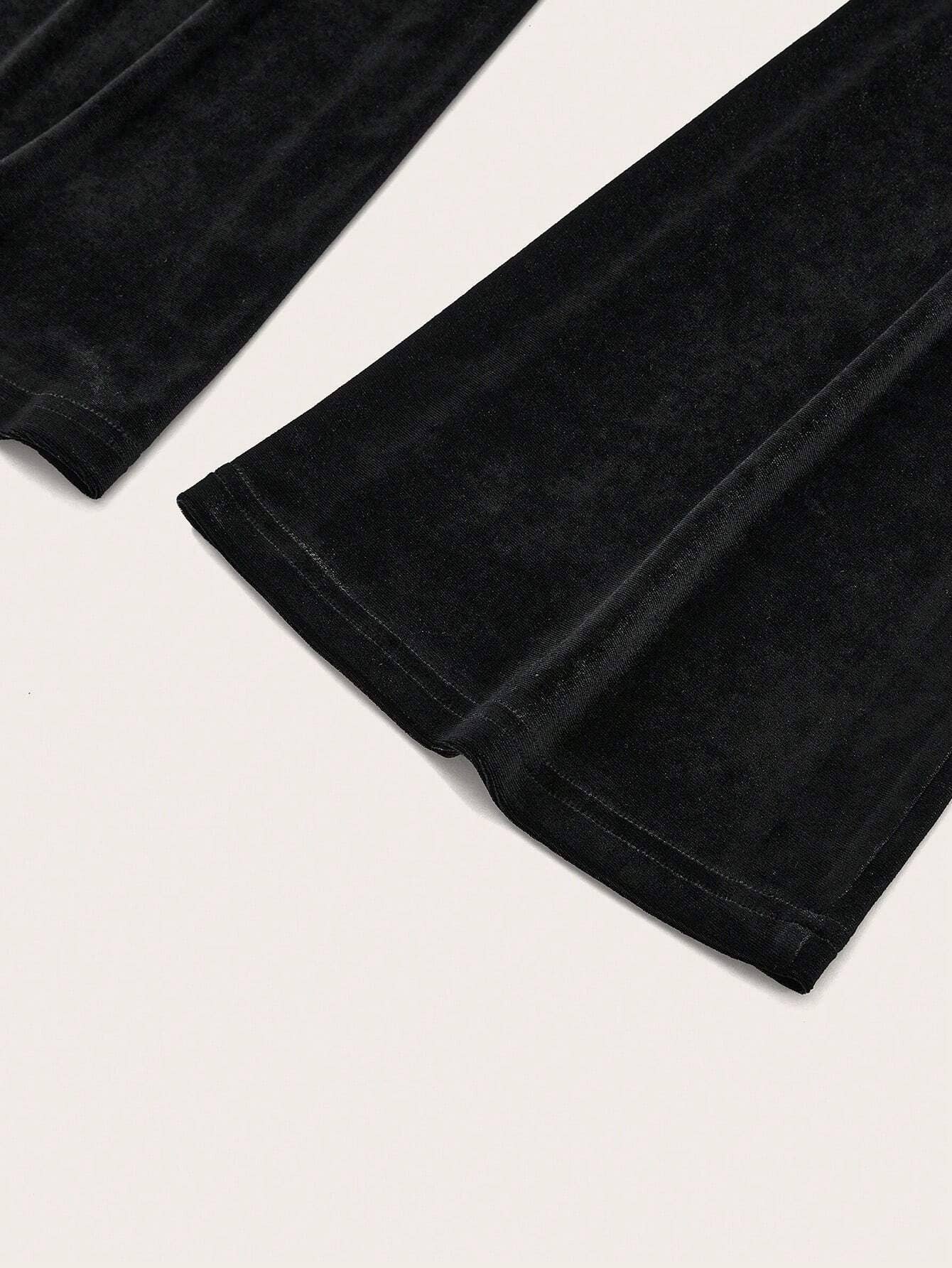 SIMPLE HIGH WAIST ELASTIC WAIST WIDE LEG PANTS