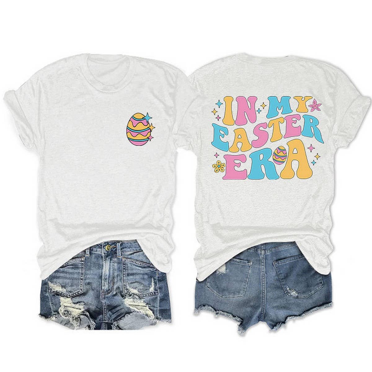 EASTER TREND DOUBLE SIDED LETTER PRINTED TEES_CWTTS0869
