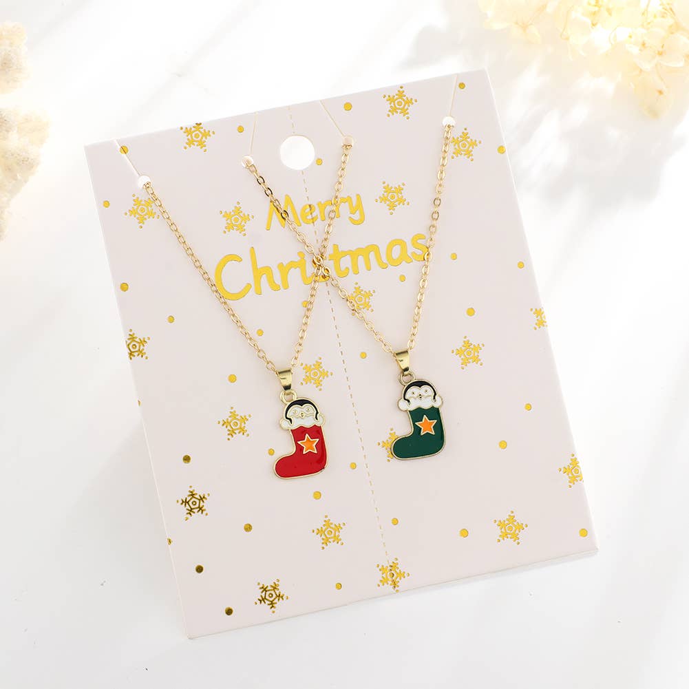 CHRISTMAS SNOWMAN CHRISTMAS TREE NECKLACE SET
