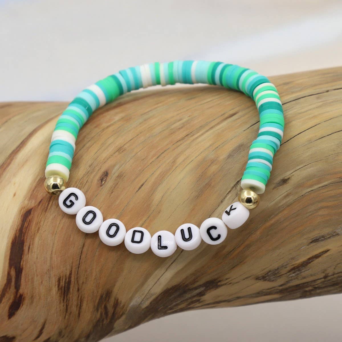 COLORFUL POLYMER CLAY LETTER BEADED BRACELET