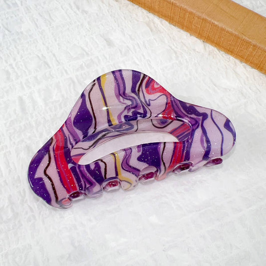 Oil paint-style acrylic gripper hair clips