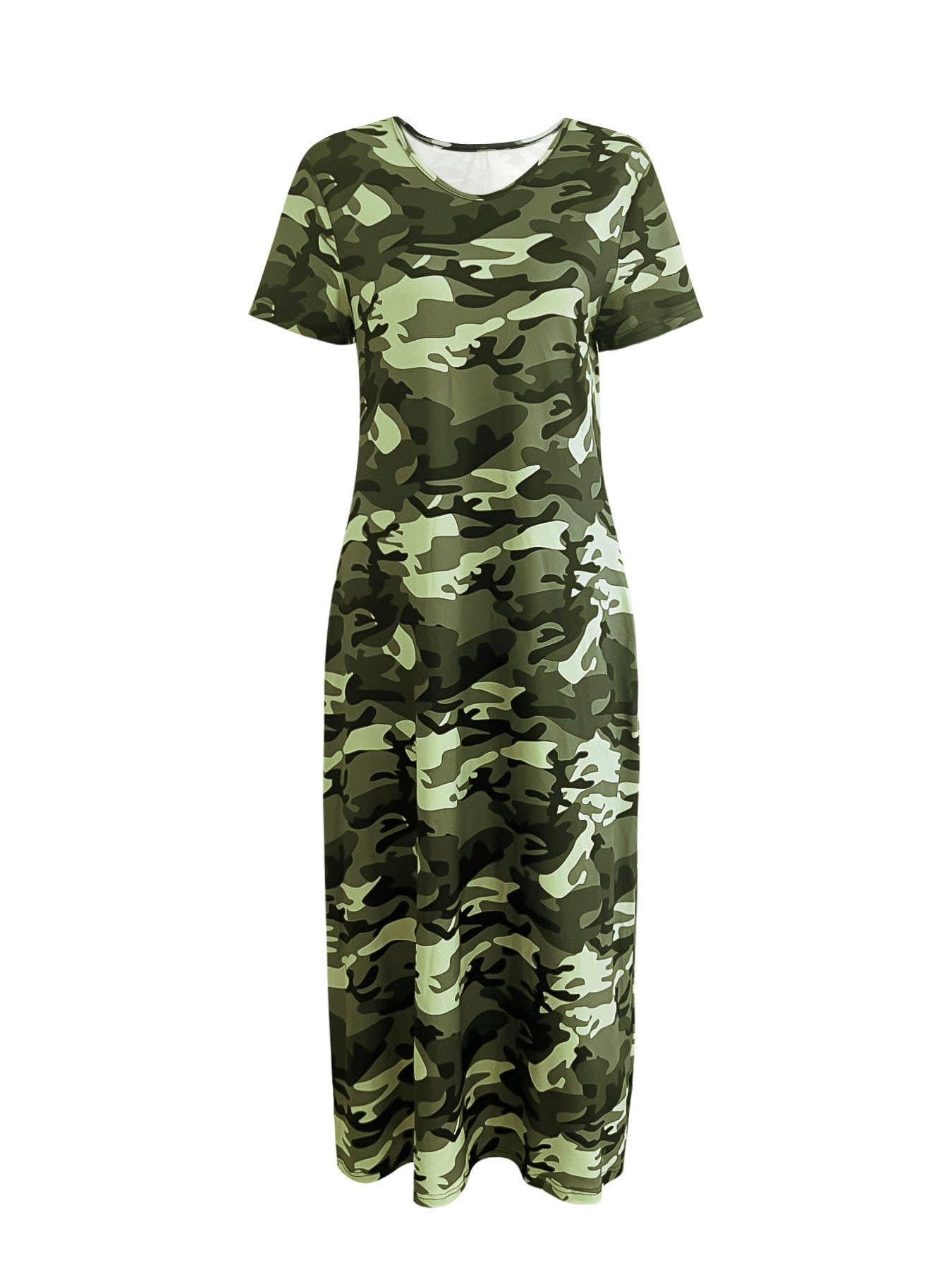 Long loose camouflage printed dress