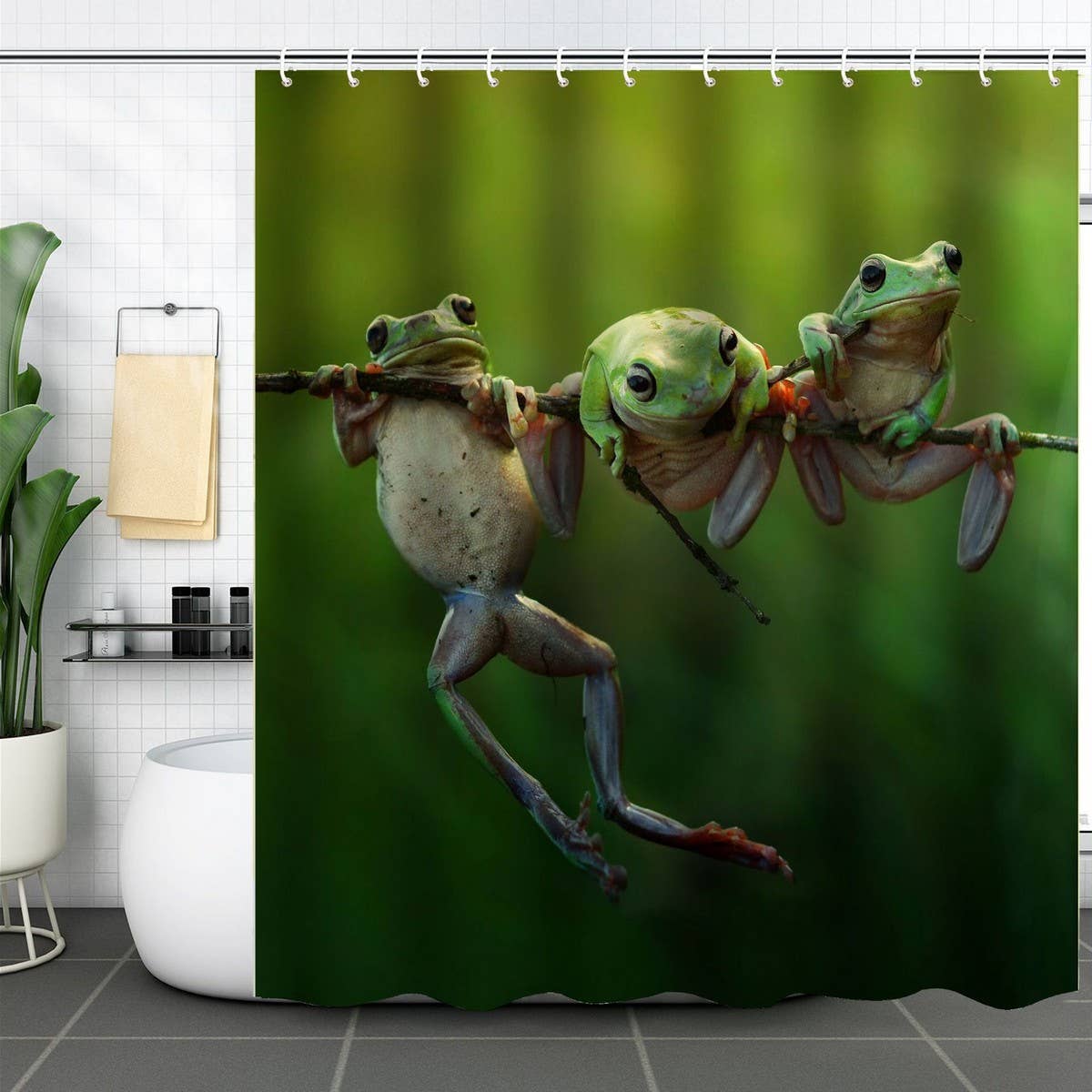 HOT SALE DIGITAL PRINTED FROG SHOWER CURTAIN