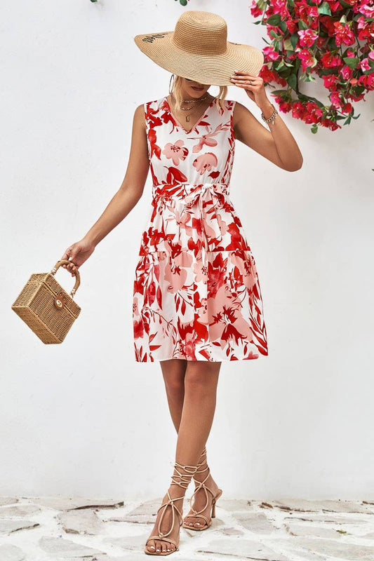 WOMEN V NECK SLEEVELESS DRESS_CWDSD2620