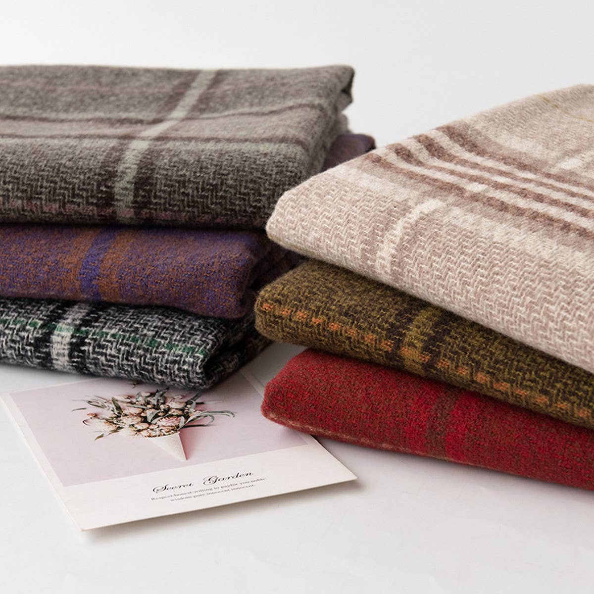 Plaid Tassel Scarf ??Soft Warm Faux Cashmere Wrap_CWASC0997