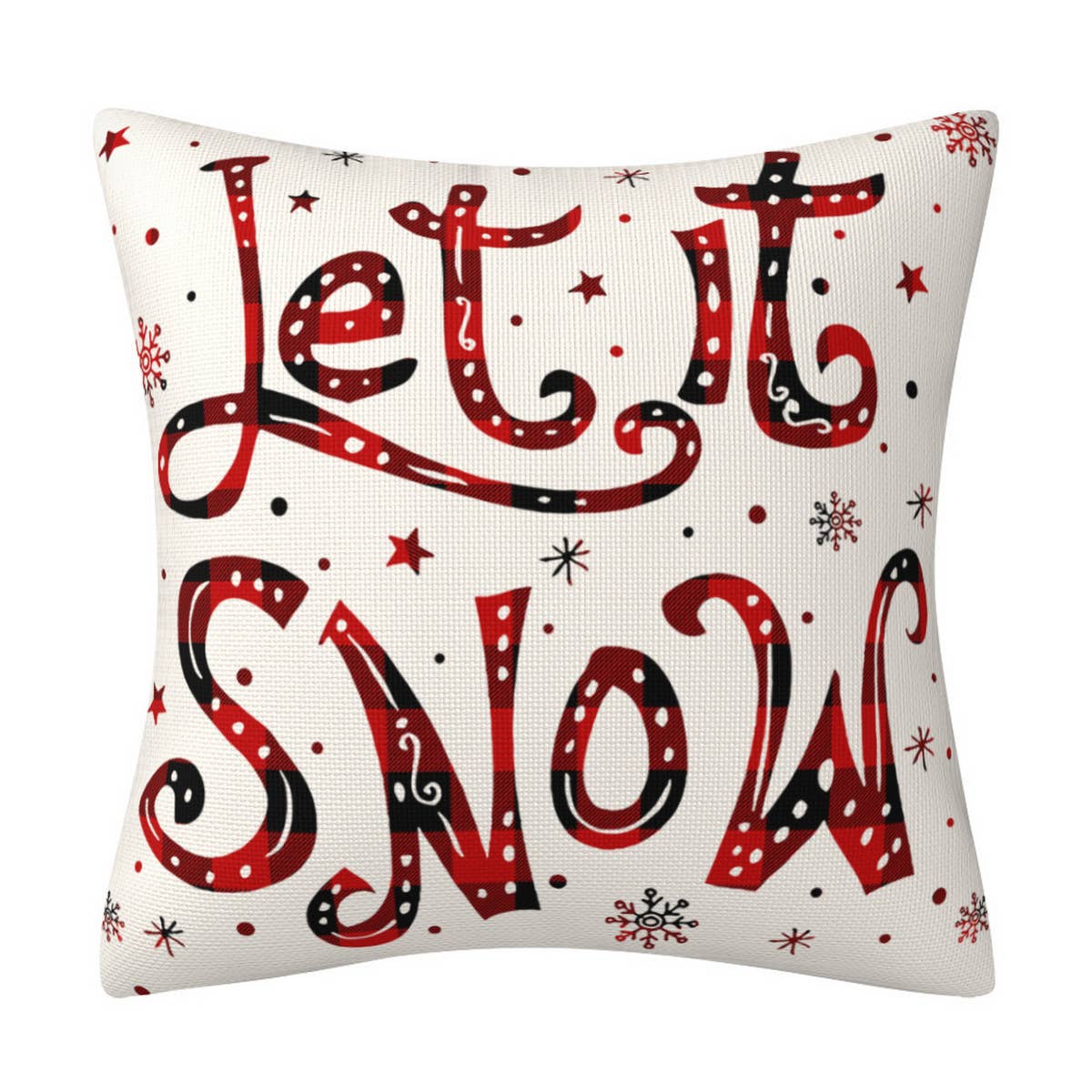 CHRISTMAS FESTIVE RED PLAID SNOWMAN PILLOWCASE