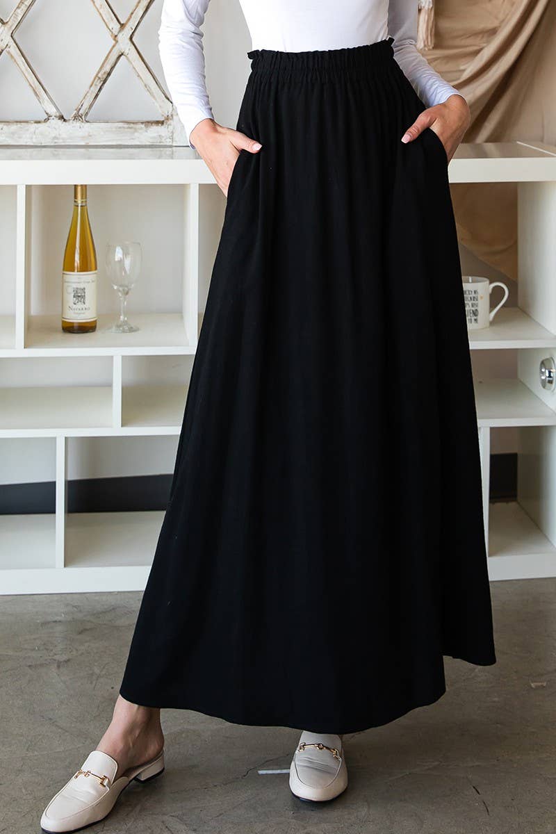 CWBLS132-S_SIDE SLIT DETAILED MAXI LINEN SKIRT