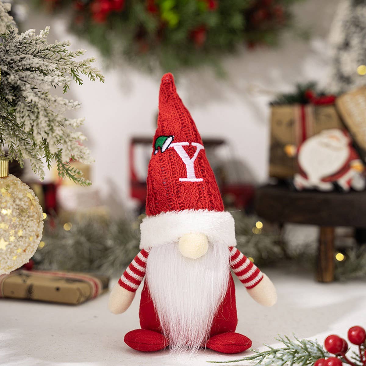 CWMM10338_CHRISTMAS KNITTED HAT GNOME RUDOLPH ORNAMENT