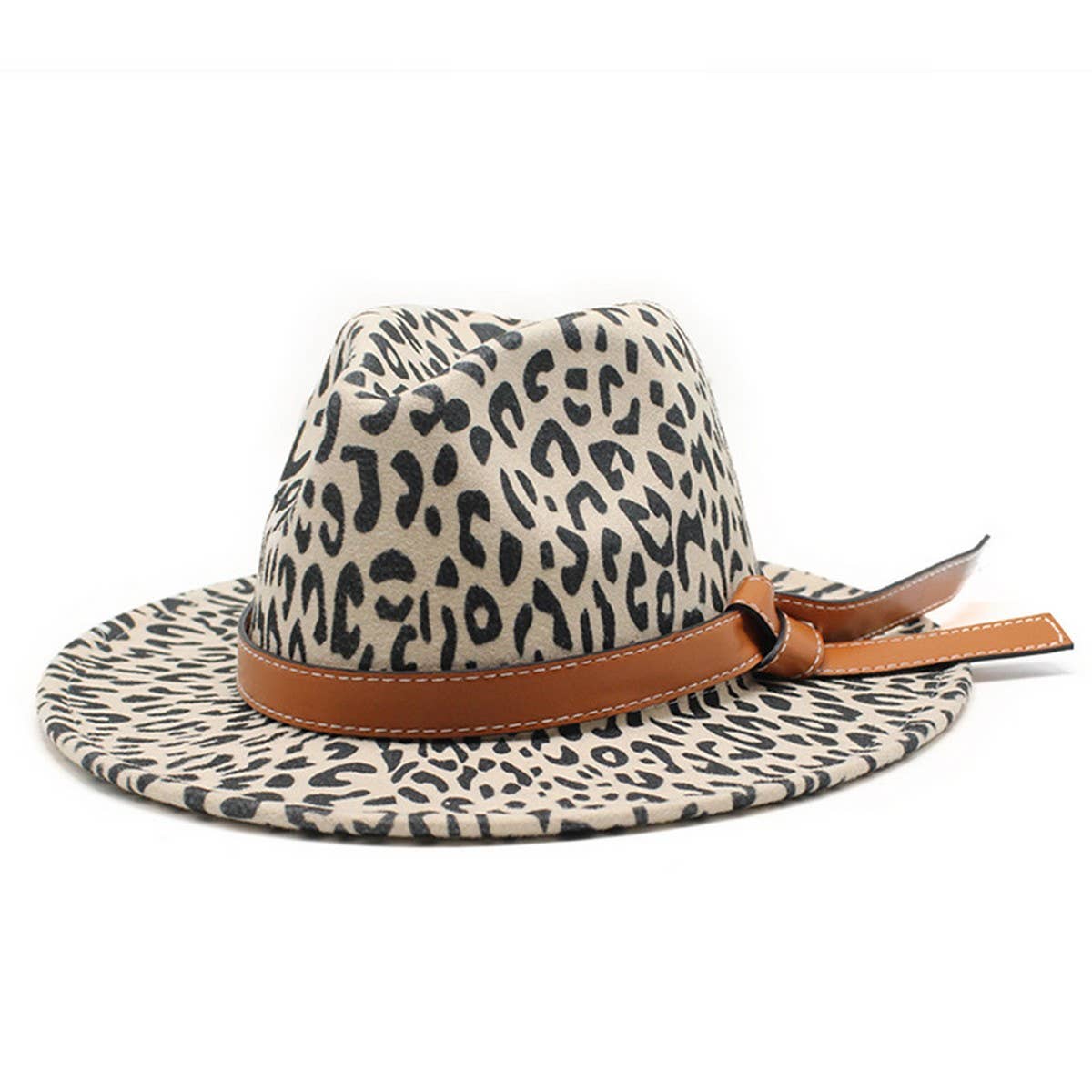 VINTAGE LEOPARD WOOLEN HAT COWBOY HAT FELT HAT_CWAH2603