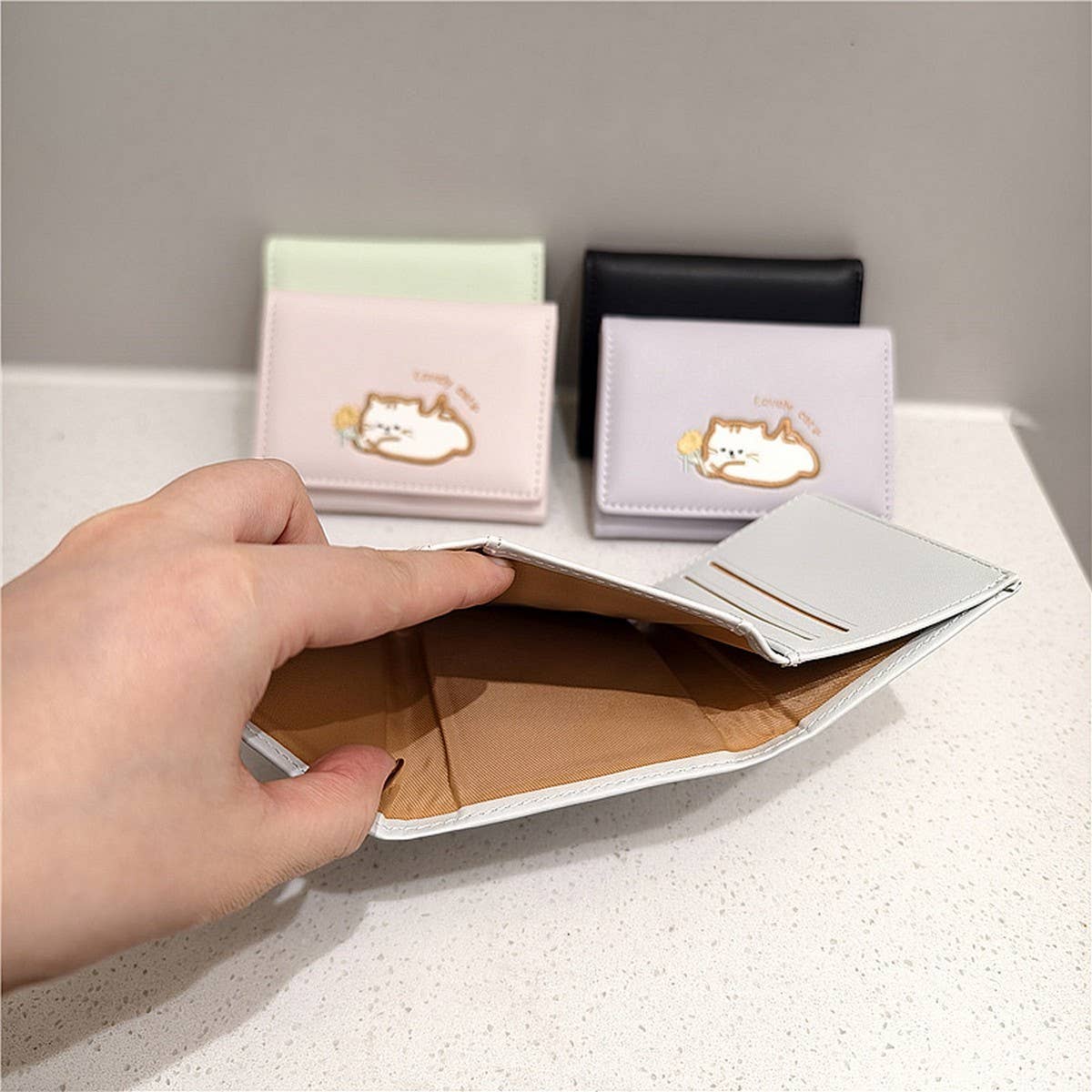 CARTOON CUTE CAT EMBROIDERY MINI WALLET_CWAB2624