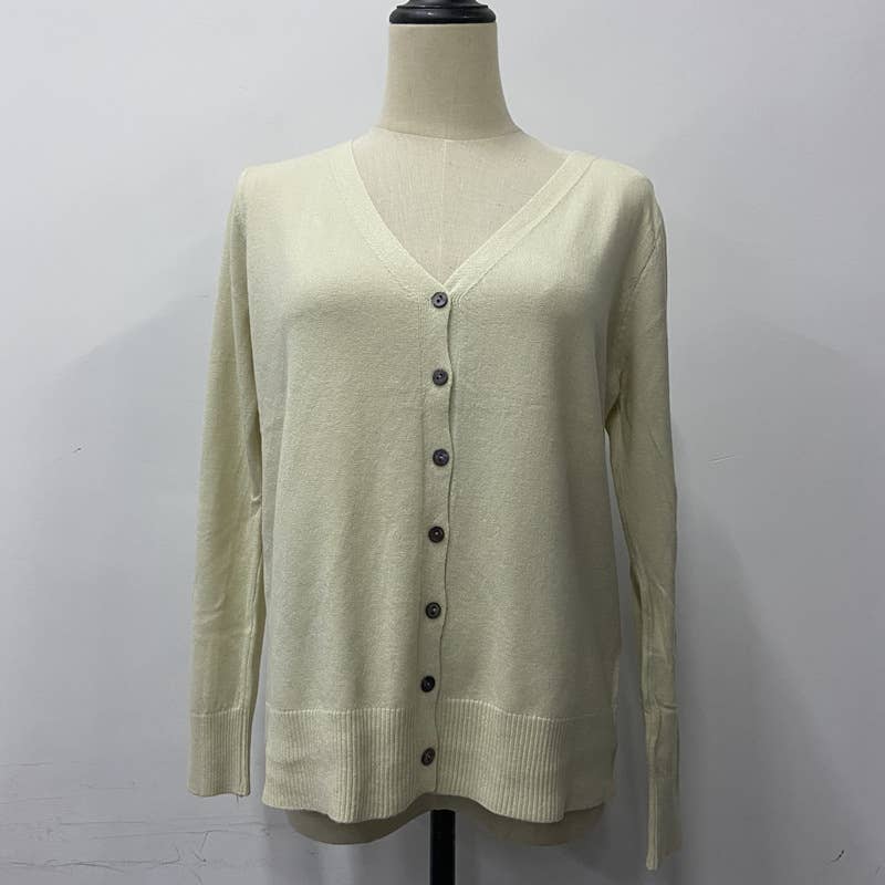 Solid-color button long-sleeved cardigan
