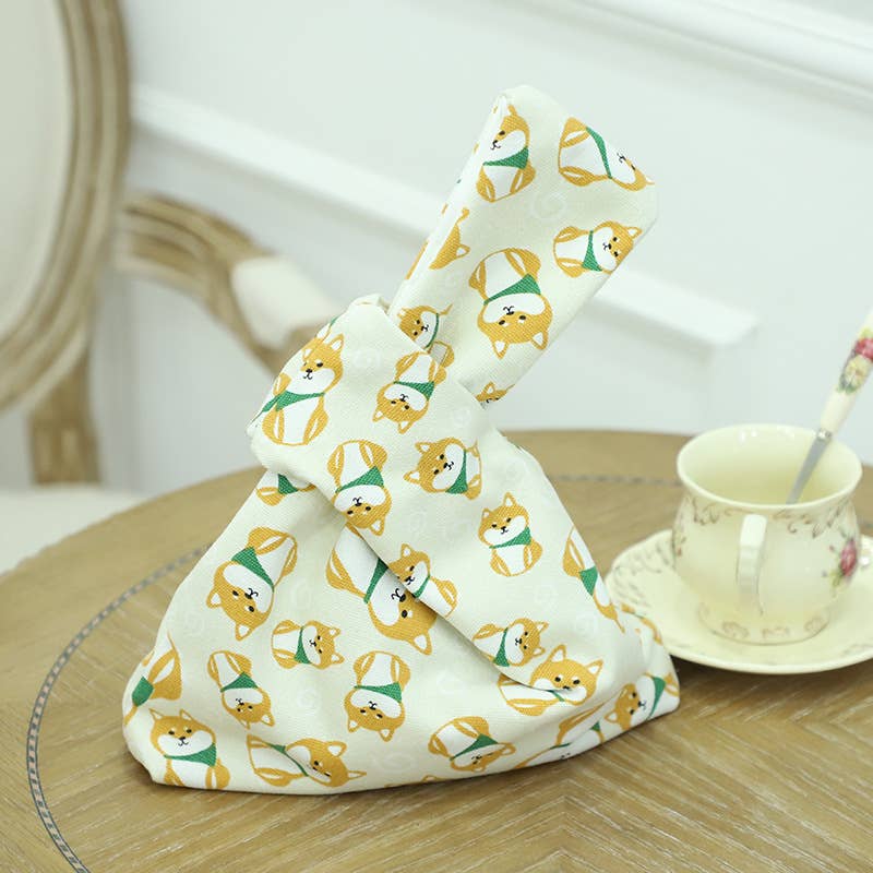 Cute cartoon tie canvas handbag