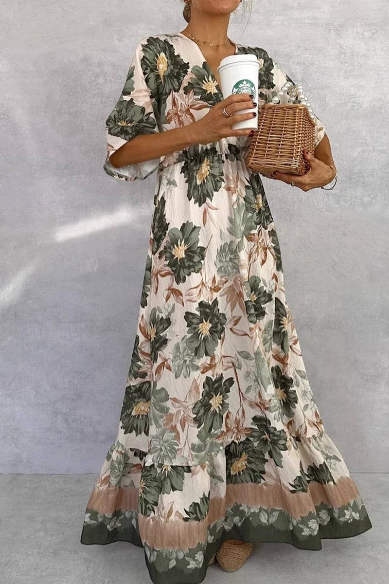 CWDMD6494_VINTAGE FLORAL V-NECK BELTED MAXI DRESS