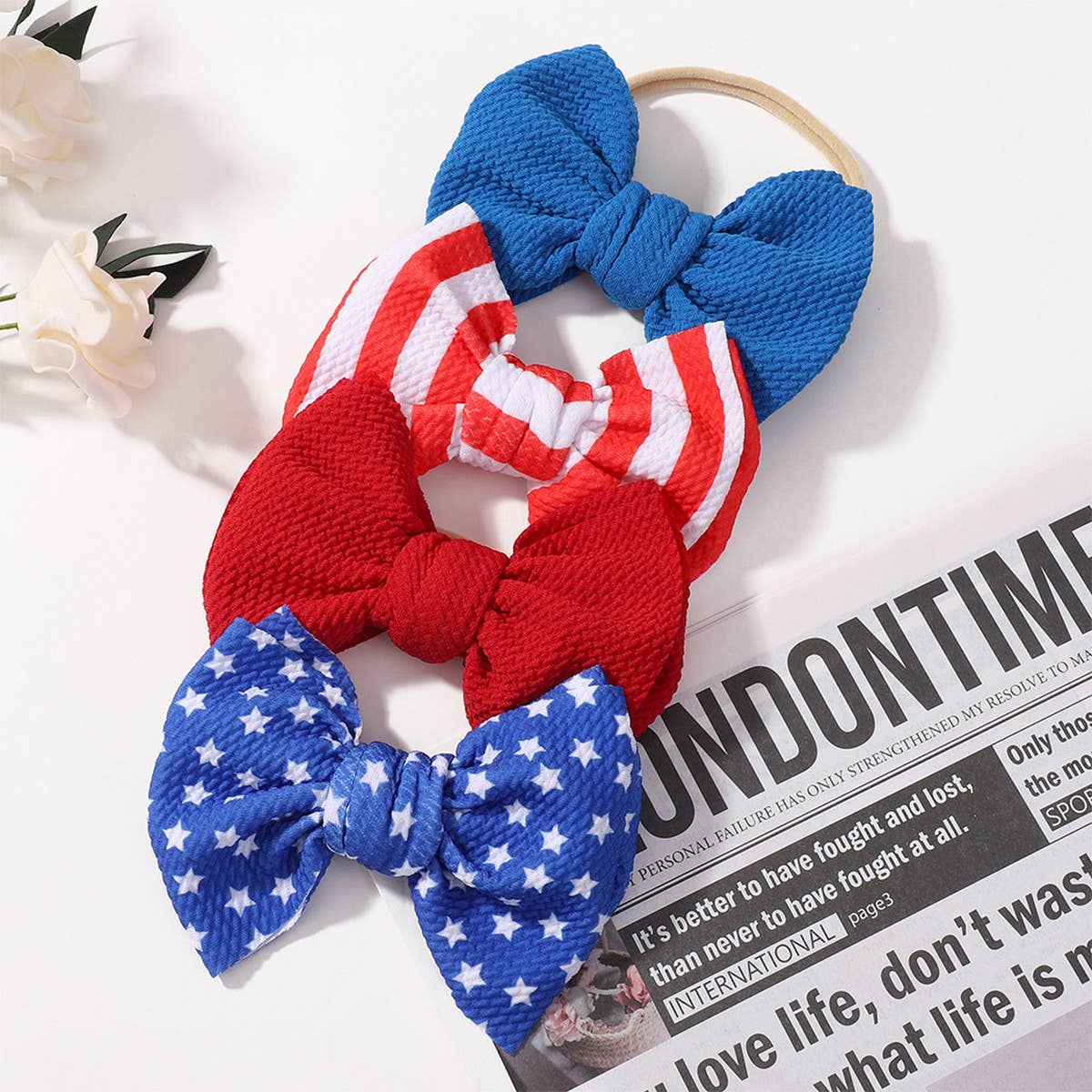 STRIPED CHILDREN'S HAIRBAND BOW HAIR ROPE_CWAHA2351