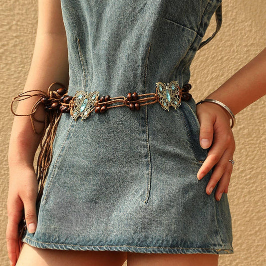 Boho Butterfly Braided Waist Chain for Dresses＿CWAHA5672
