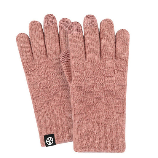 WINTER WOOLEN CHECKERED TOUCH SCREEN GLOVES_CWAG0409