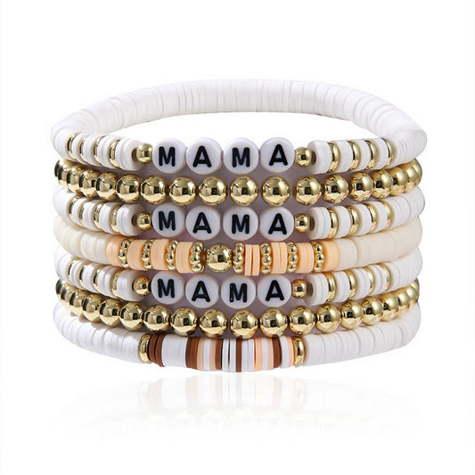 LETTER BRACELET FASHION CLAY BRACELET SET