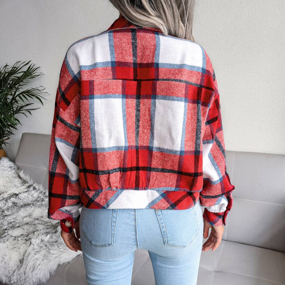 SINGLE BREASTED PLAID COAT WITH LAPEL