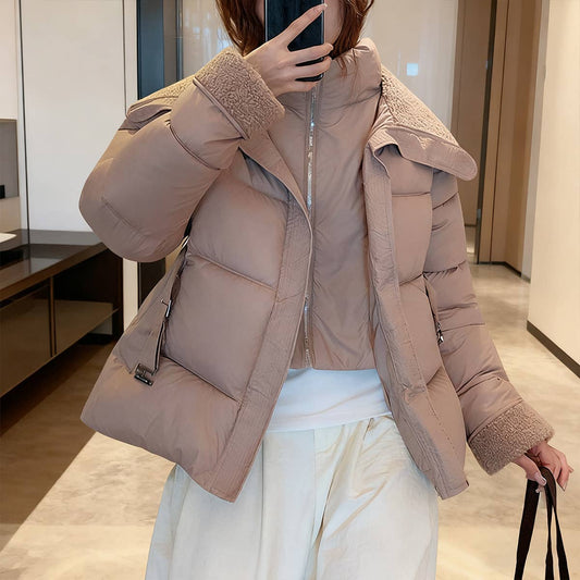 Thickened fleece patchwork cotton-padded jacket