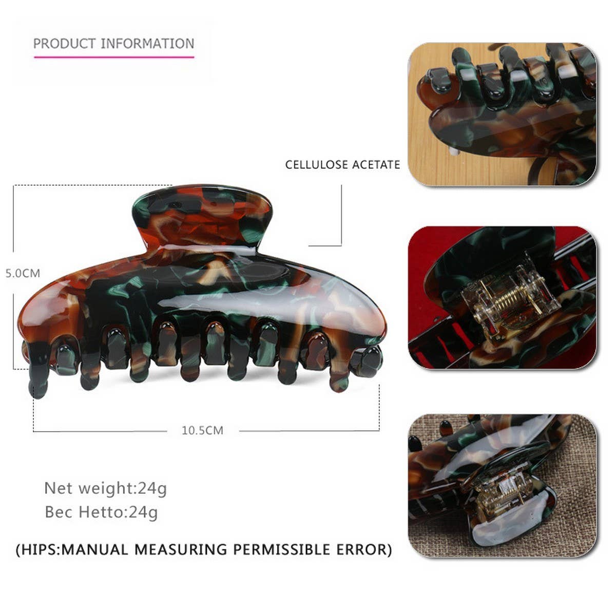 Large Acetate Shark Hair Claw, INS Style Bun Clip