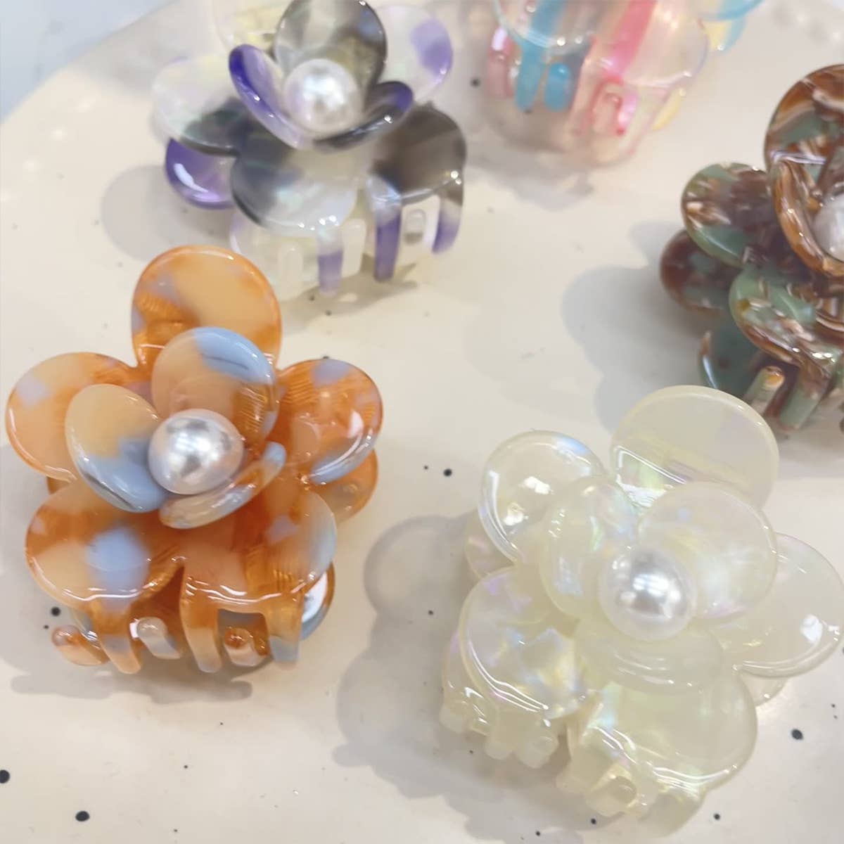 loral Pearl Hair Claw, Rhinestone Elegant Clip