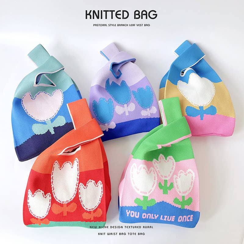 Flower series versatile knitted bag