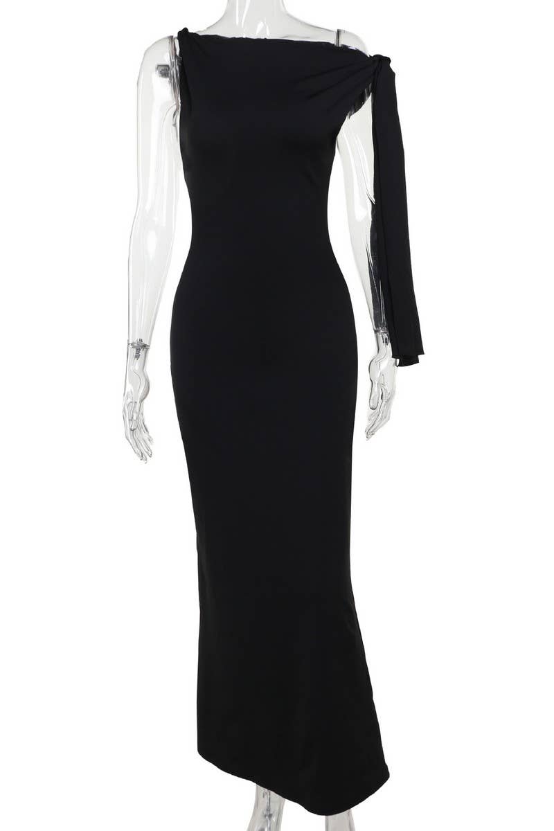 CWDMD4230_SOLID COLOR SLEEVELESS TIE FLOOR-LENGTH DRESS