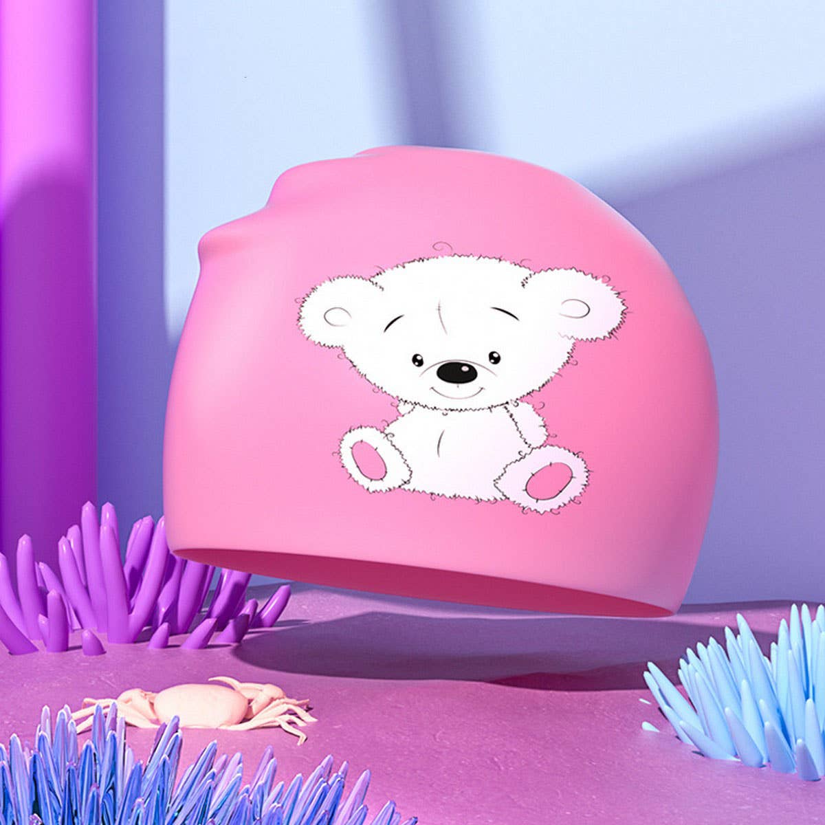 Girls' Silicone Swim Cap - Cute Cartoon XL