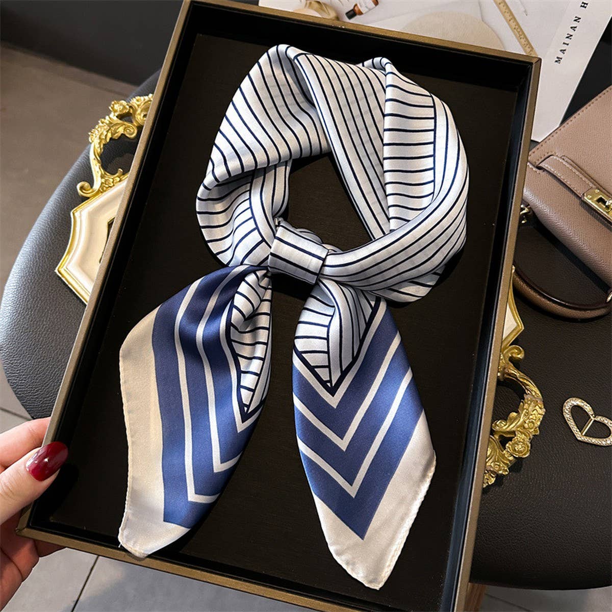 Printed Satin Square Scarf ??Office & Casual Wrap_CWASC1432