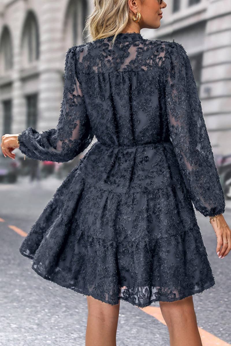 CWDSD6524_SPRING AUTUMN PERSPECTIVE LONG-SLEEVED DRESS