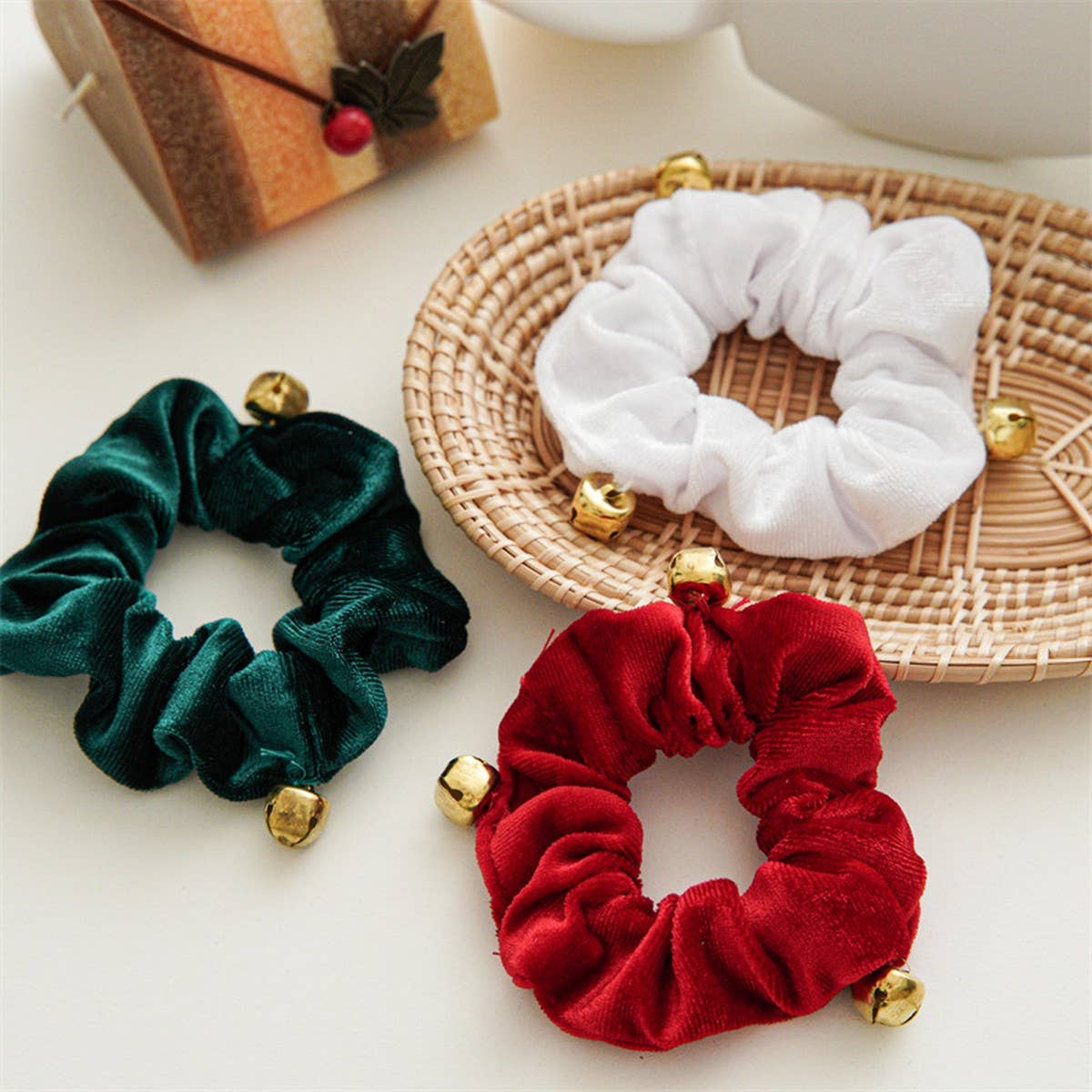 CHRISTMAS BELLS HAIR SCRUTCHIES