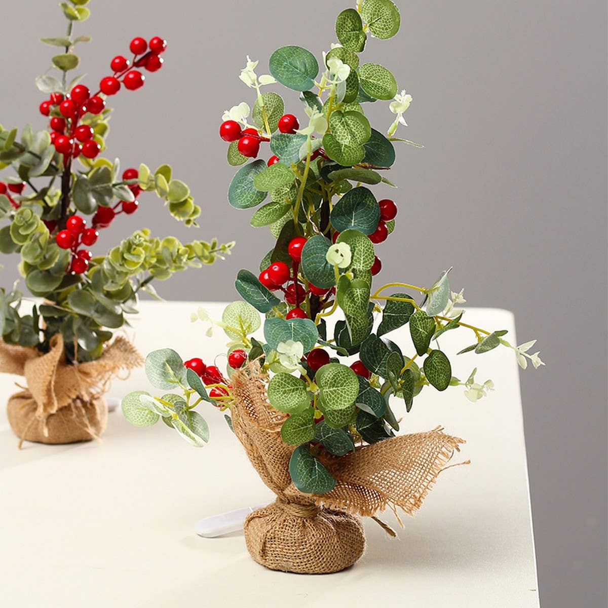 40cm Lit Eucalyptus Red Berry Christmas Tree_CWAJE05408