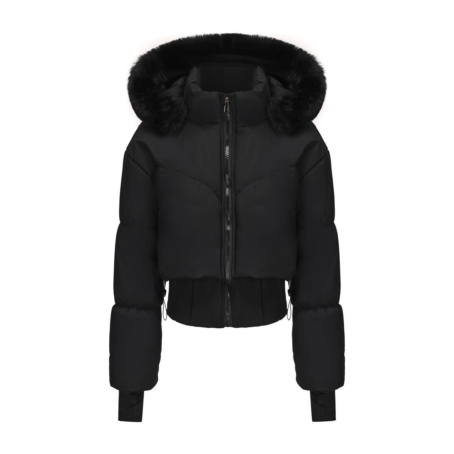 Thick cotton-padded jacket with a cinched waist