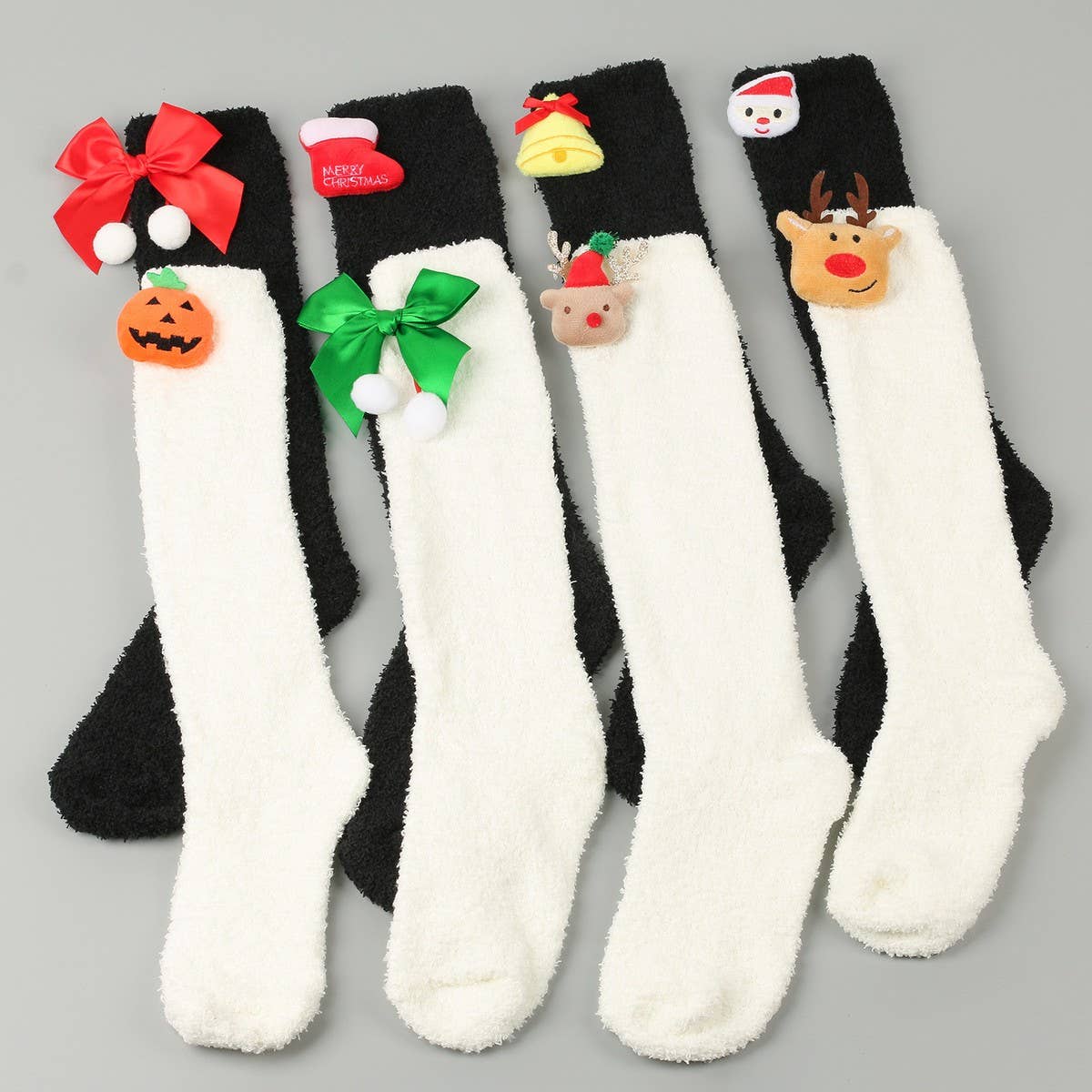 CWMS02684_CHRISTMAS KNEE HIGH SOCKS WARM LEG WARMERS