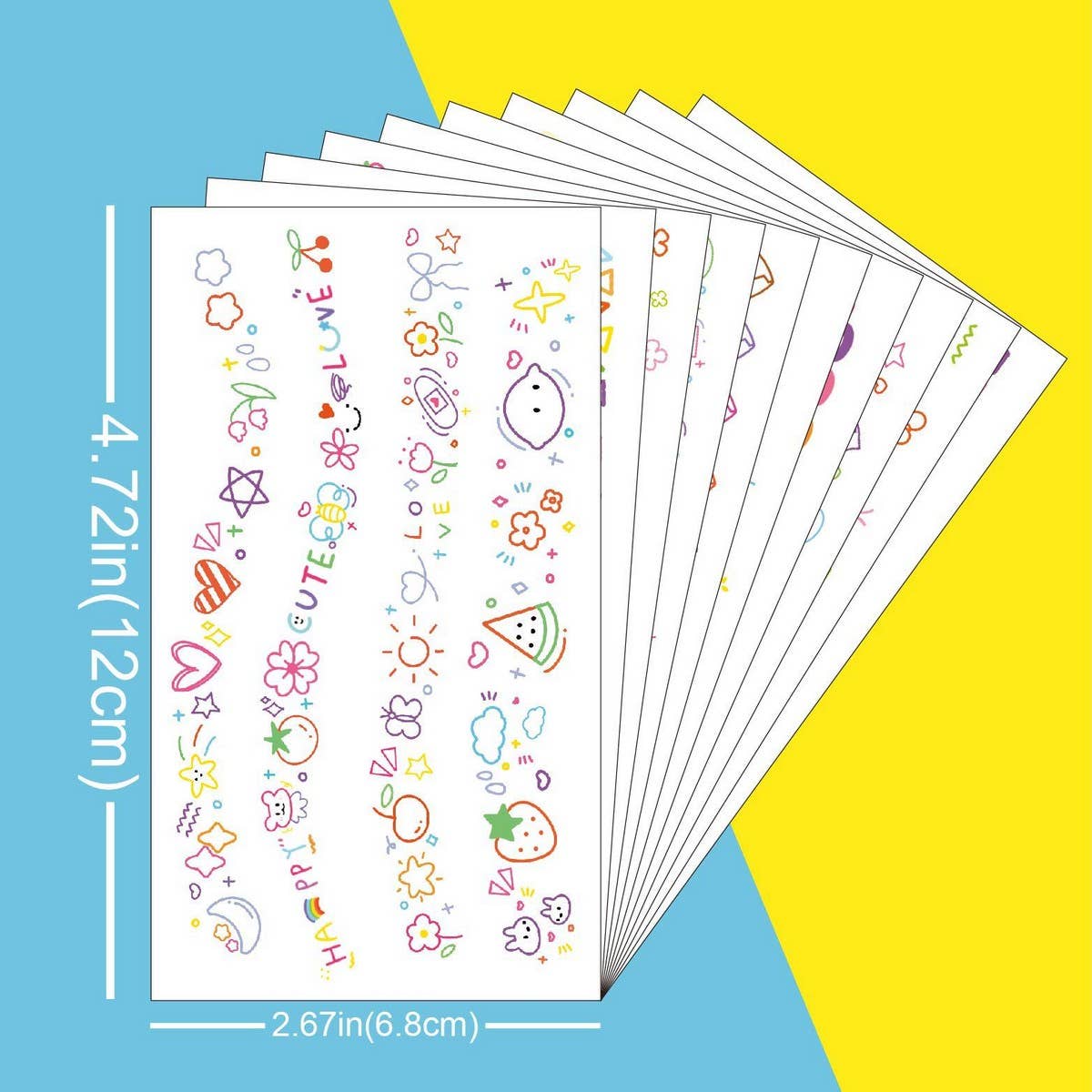 Summer Flower & Heart Tattoos ??Finger Stickers_CWMM8227