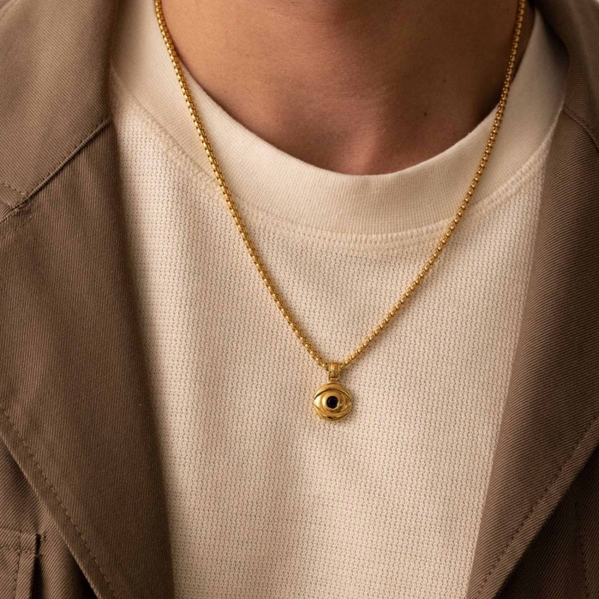 Zirconia Devil's Eye Clavicle Necklace_CWMM5340