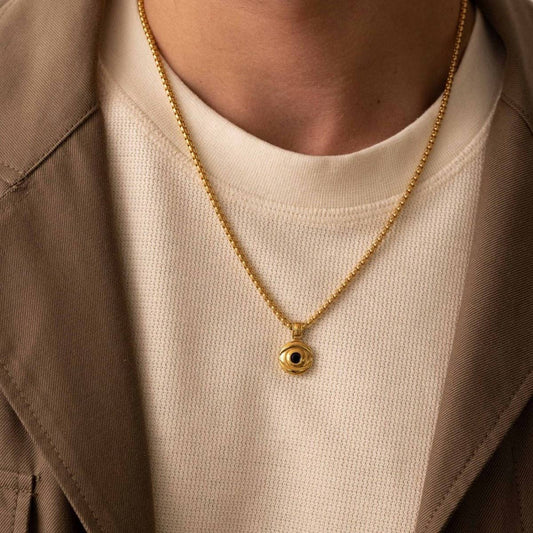 Zirconia Devil's Eye Clavicle Necklace_CWMM5340