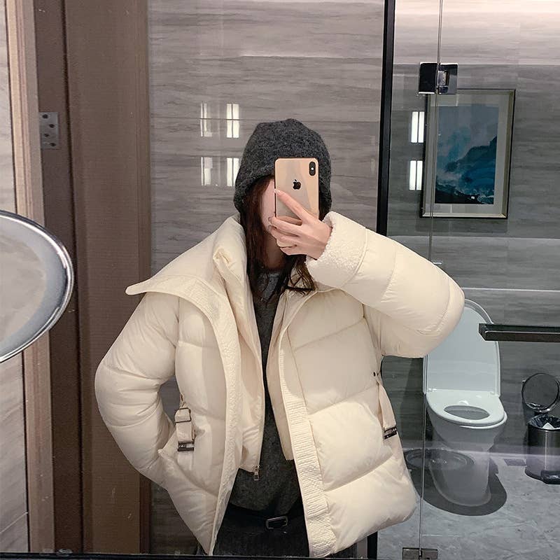 Thickened fleece patchwork cotton-padded jacket