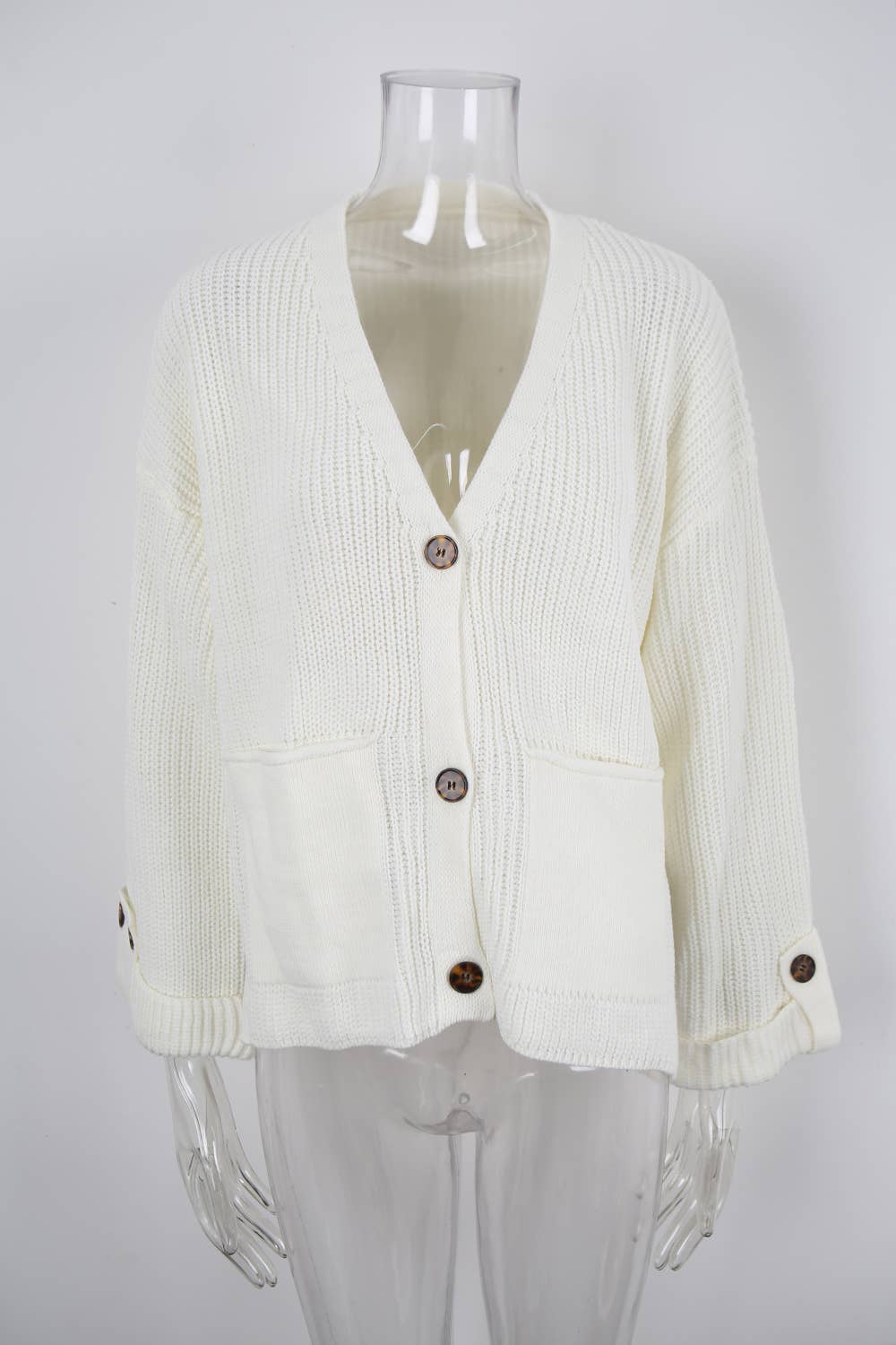 Fashionable V-neck loose knitted cardigan